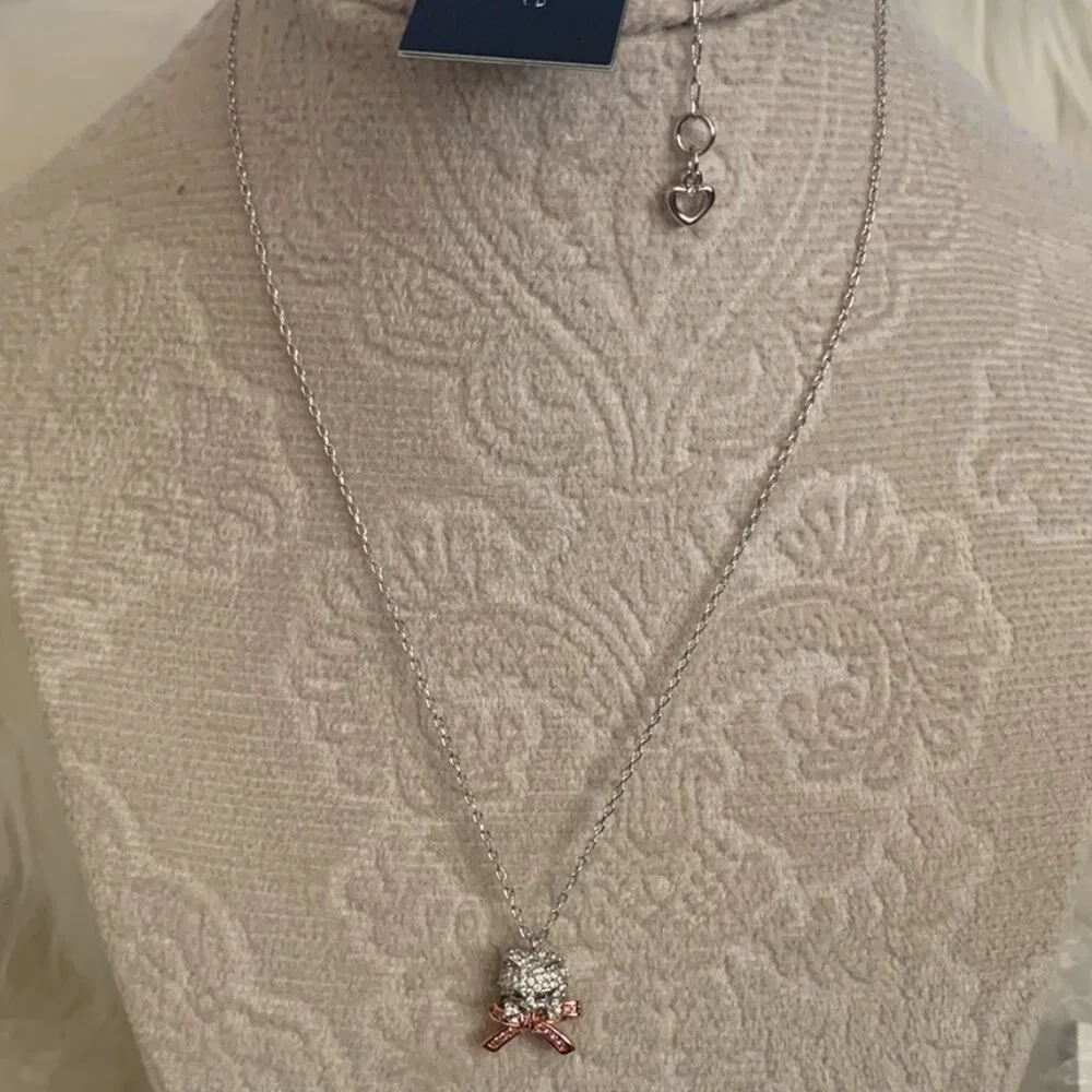 KATE SPADE Two-Tone Pavé & Stone Pawlina Mini Pendant Necklace in Silver/RoseGld - Picture 1 of 5